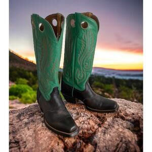 Montana Mens Sz 8 E (wide) Kelly Green Tall Shaft Leather Authentic Cowboy Boots